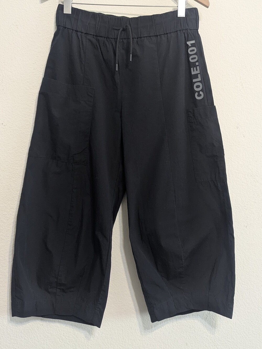Lurdes Bergada Barrel Leg Pant Black Lagenlook Artsy Cropped Pull On Boho Sz Lg